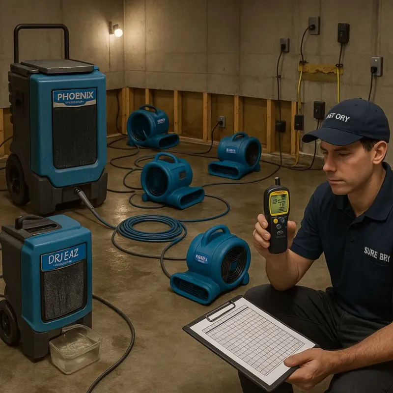 Structural Drying and Dehumidification process in Andrews, NC